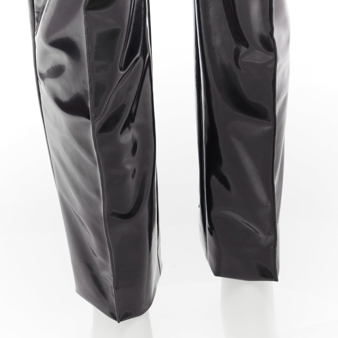 VALENTINO black vinyl pleat front back slit pockets pants S