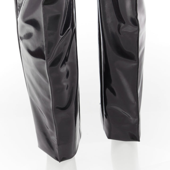VALENTINO black vinyl pleat front back slit pockets pants S