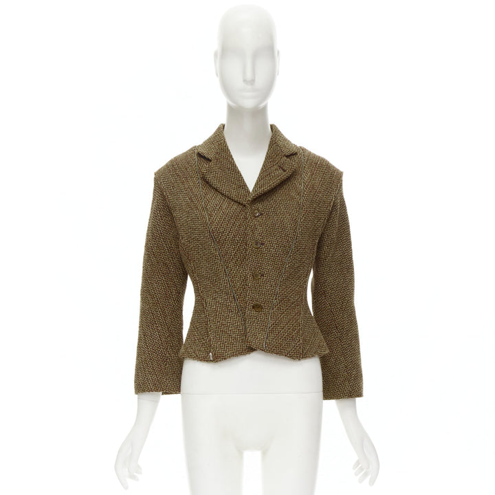 rare JUNYA WATANABE 1999 Runway brown tweed herringbone transformable jacket M