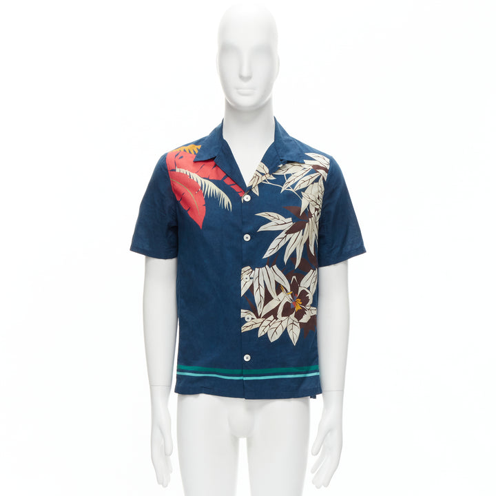 VALENTINO 100% cotton blue Hawaiian floral print button down shirt EU37 XS