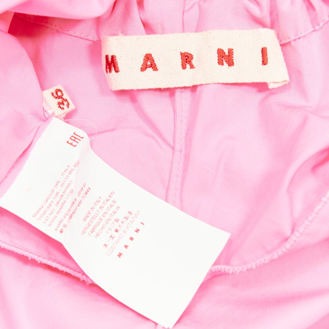 MARNI pink 100% cotton side drawstring collar trapeze top IT36 XXS