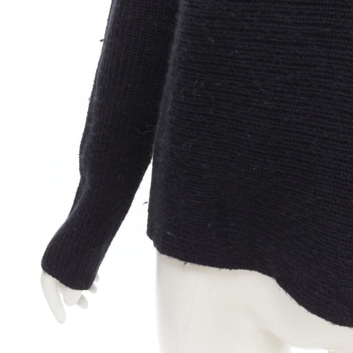 VINCE black merino wool blend boat wide boat neck high low sweater M