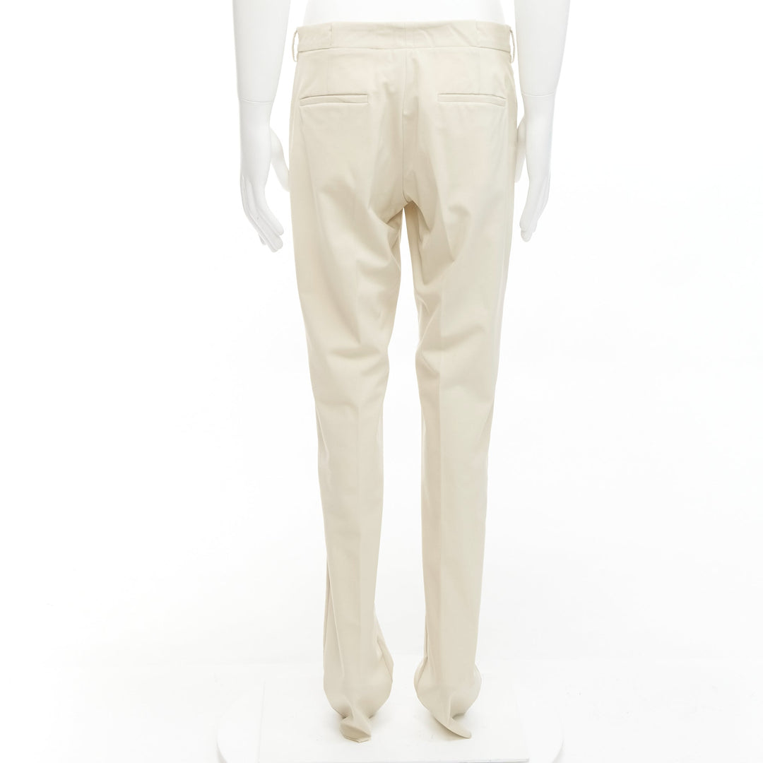 LA PERLA light beige virgin wool blend straight leg minimal classic pants M