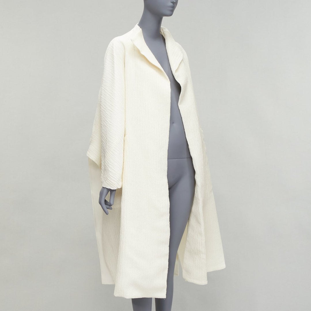 MATICEVSKI 2021 Prestige cream 3D collar pocketed side slit coat AUS10 S