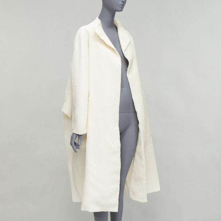 MATICEVSKI 2021 Prestige cream 3D collar pocketed side slit coat AUS10 S