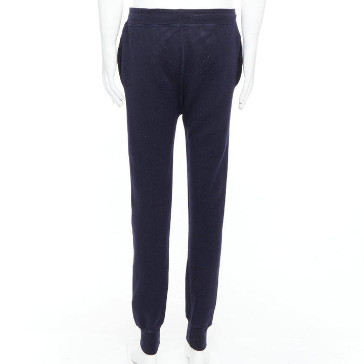 LANVIN navy soft waffle knit drawstring mid waist tapered jogger pants S