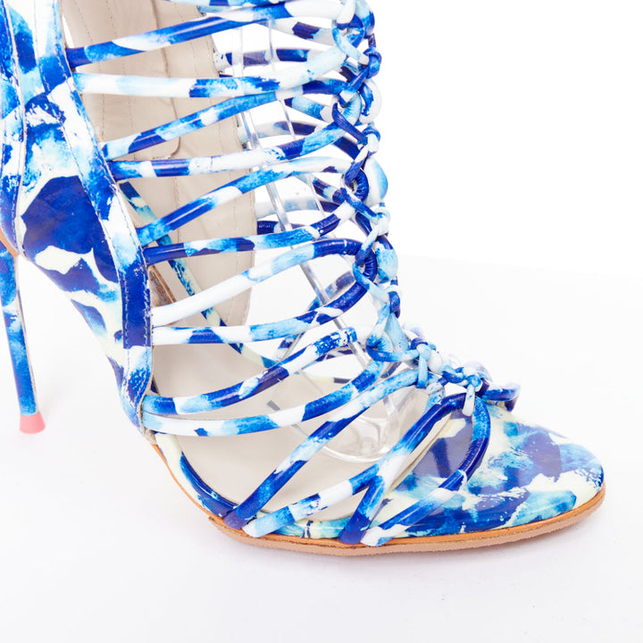 SOPHIA WEBSTER Lacey Oceana Cage blue printed sctappy heels EU38 Zendaya