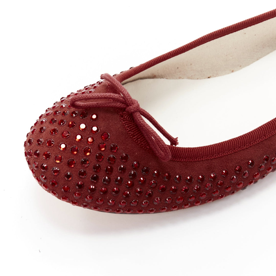 REPETTO 60 Anniversary Limited Edition red crystal suede ballet flats EU37