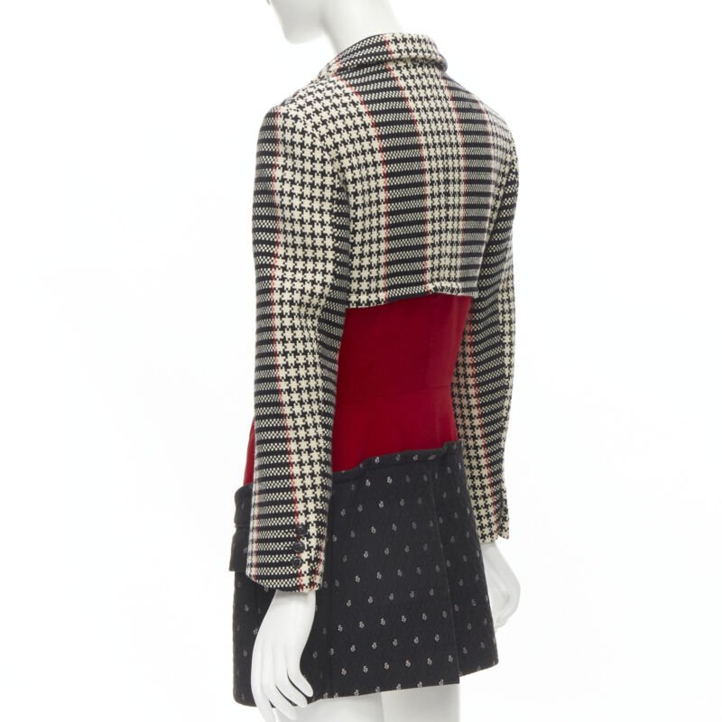 vintage Runway COMME DES GARCONS tweed velvet jacquard deconstructed blazer S