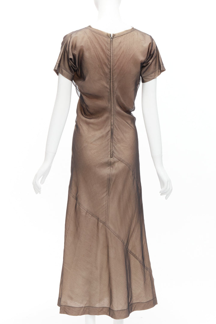 COMME DES GARCONS Vintage nude black sheer overlay A-line dress S Cindy Sherman