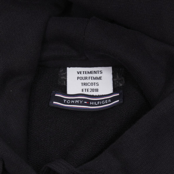 VETEMENTS TOMMY HILFIGER Demna 2018 black double sleeve oversized hoodie XS
