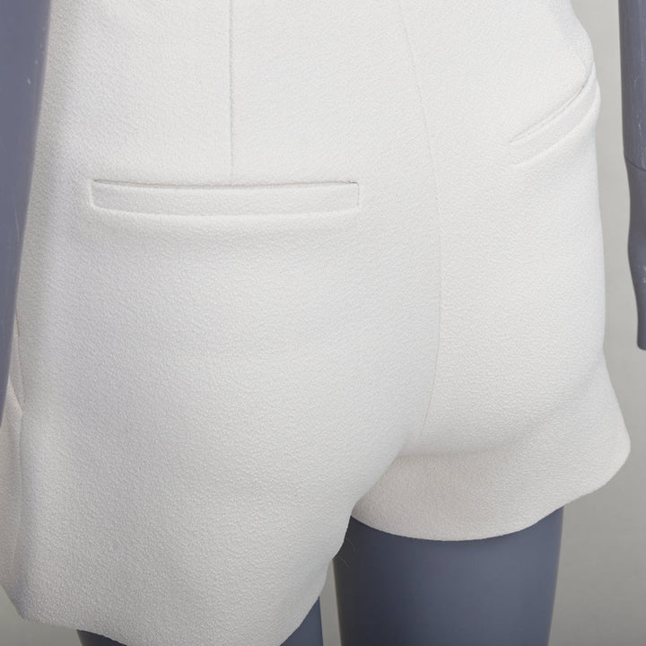 BALENCIAGA 2014 cream diagonal dart pleated back mini shorts FR34 XS