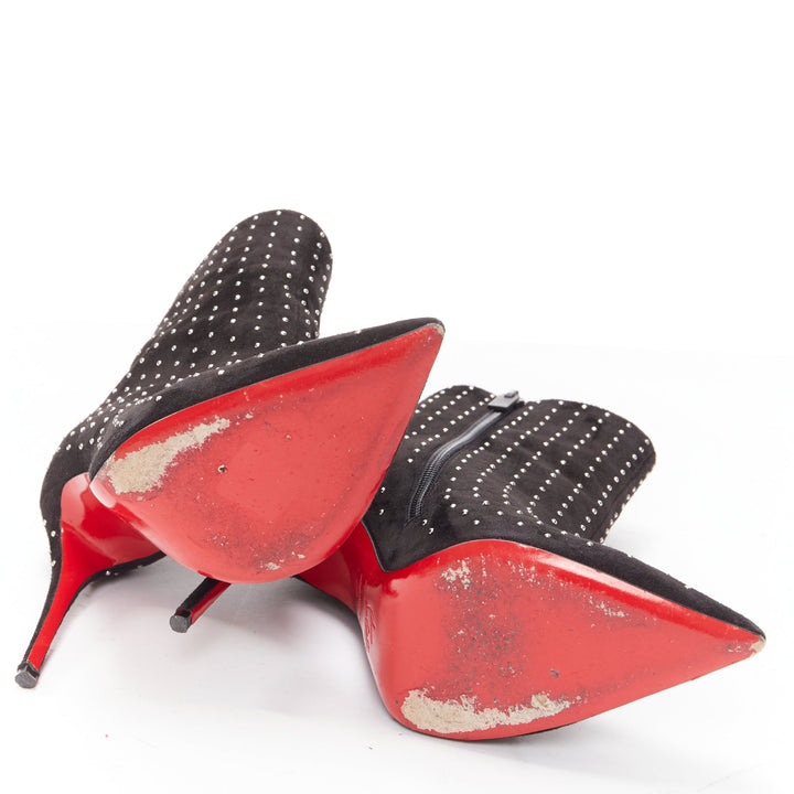 CHRISTIAN LOUBOUTIN So Kate Booty black suede micro stud embellished pointy EU36