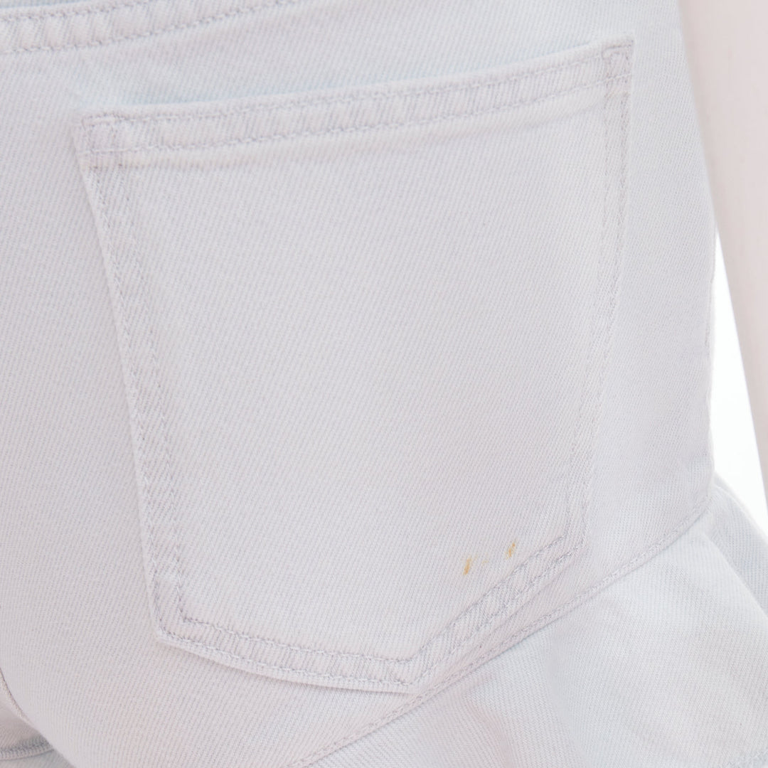 MSGM light blue washed ruffle hem zipper front mini shorts IT38 XS