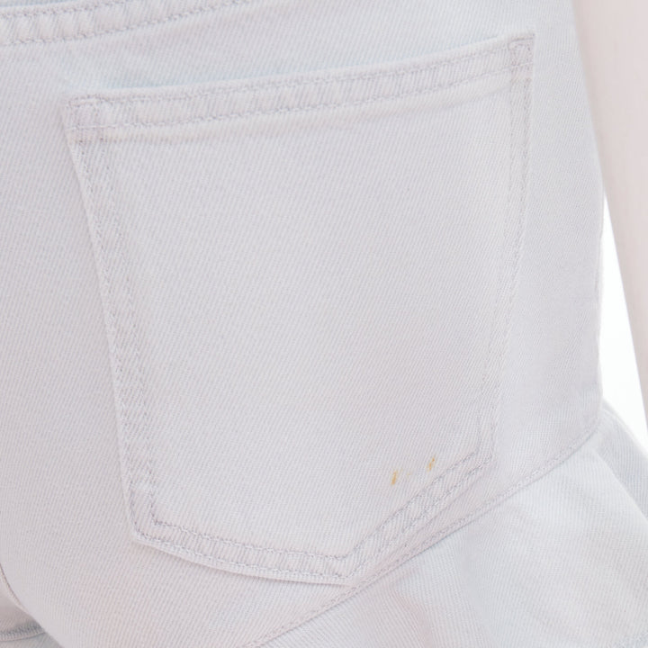 MSGM light blue washed ruffle hem zipper front mini shorts IT38 XS