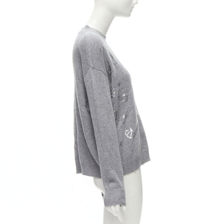 ERMANNO SCERVINO grey pullover metallic floral print IT40 S