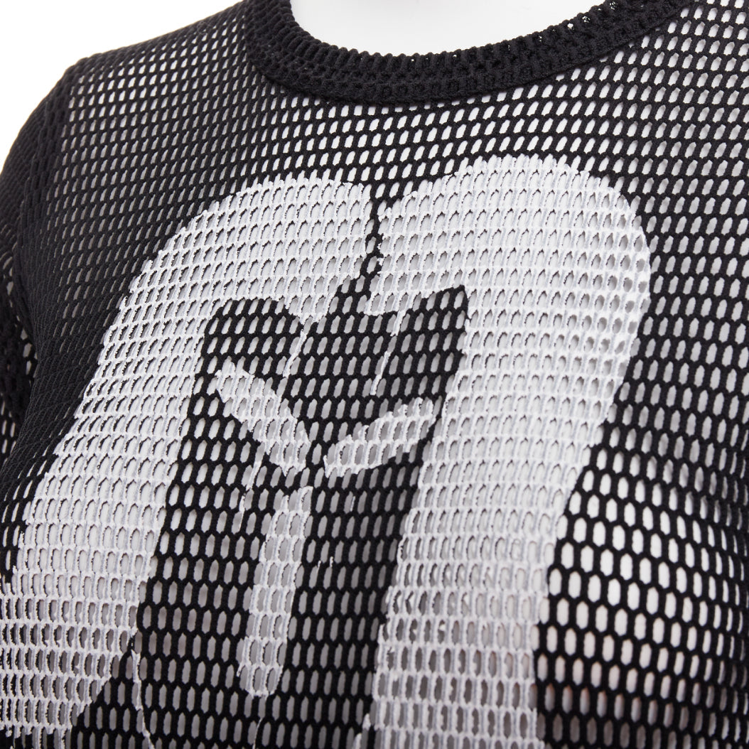 COMME DES GARCONS Alisa Yoffe 2019 white black abstract face net mesh dress XS