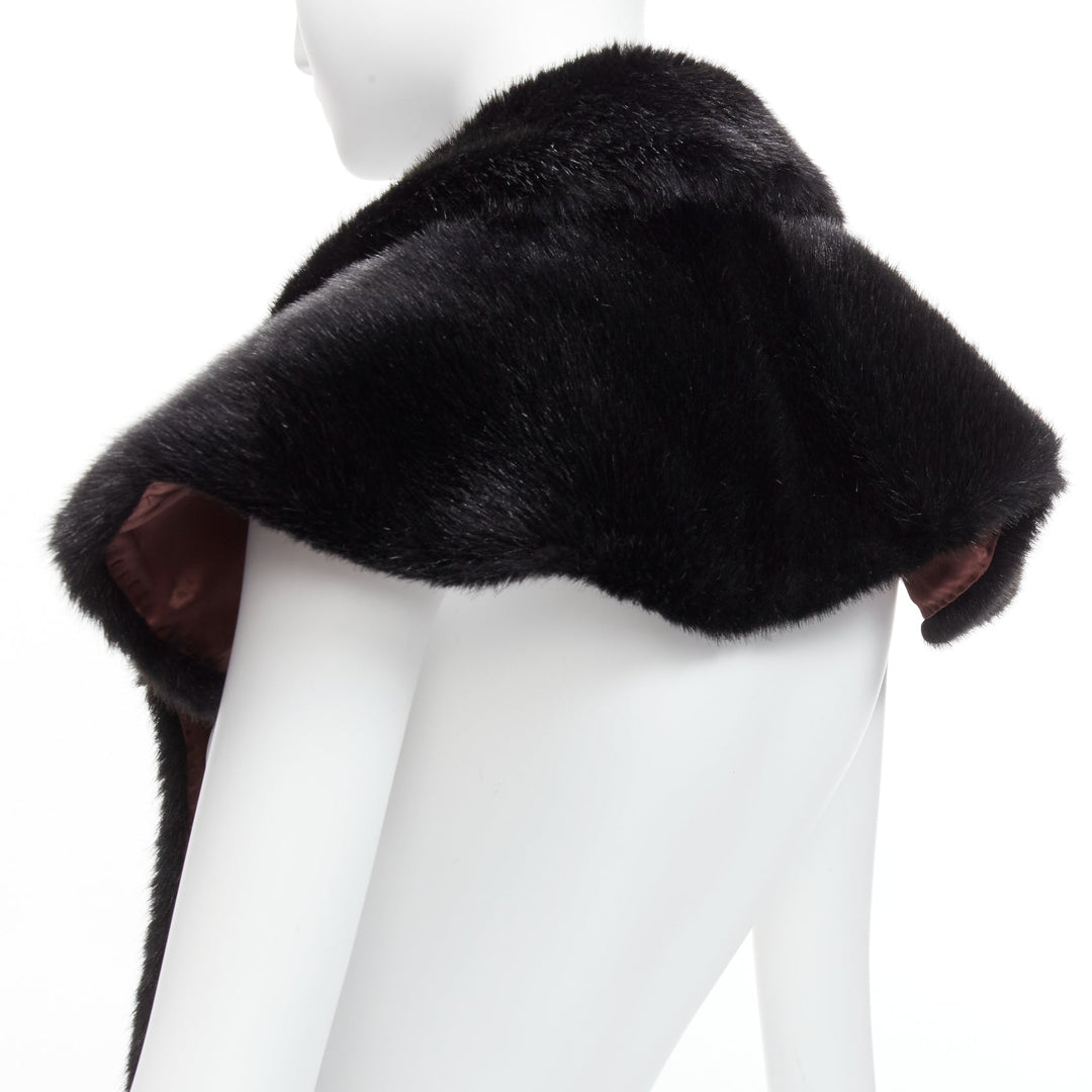 COMME DES GARCONS Robe De Chambre Vintage black faux fur Peter Pan capelet scarf
