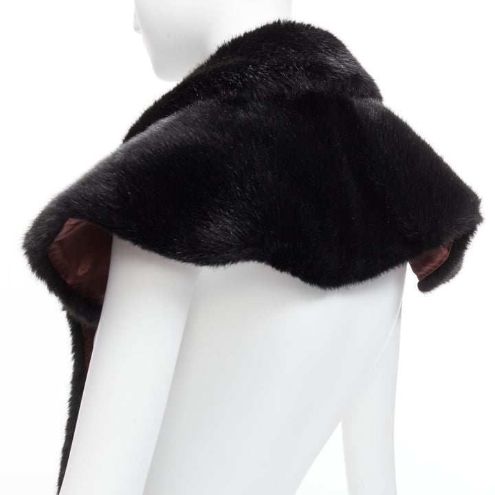 COMME DES GARCONS Robe De Chambre Vintage black faux fur Peter Pan capelet scarf