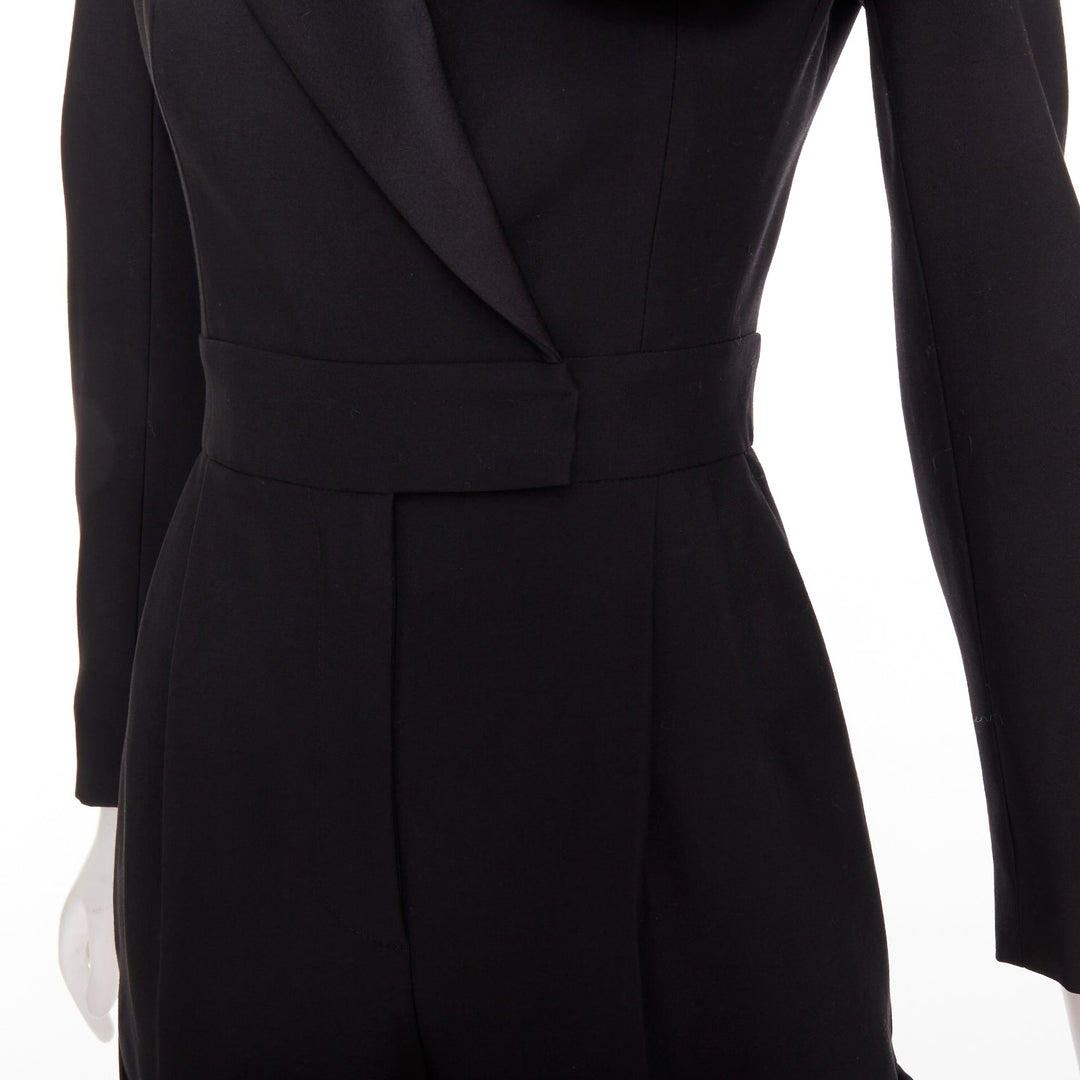 ALEXANDER MCQUEEN 2023 Orchid embellished black slim fit wool playsuit IT36 XS