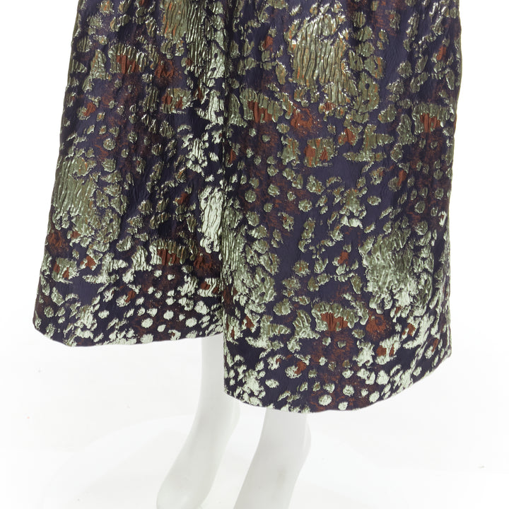 MALENE BIRGER Dinard gold metallic brocade wide leg culottes pants FR32 XXS