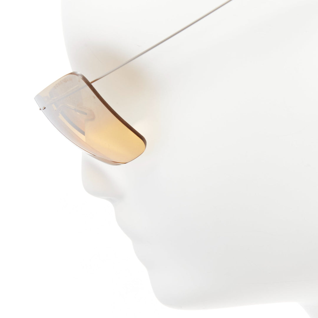 CHANEL Vintage 4040 silver CC logo yellow lens cyber folding sunglasses