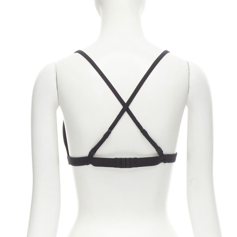 VERSACE Beachwear black padded gold Medusa button triangle bikini top Sz.4 M
