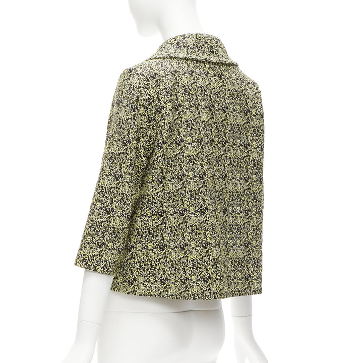 MARNI 2014 yellow speckle jacquard cotton blend cropped jacket IT38 XS