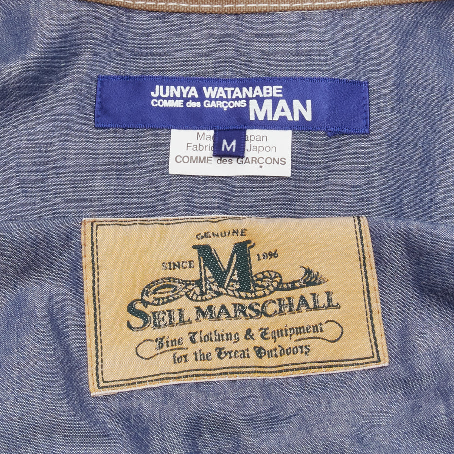 JUNYA WATANABE MAN 2013 blue brown cotton linen striped deconstructed parka M