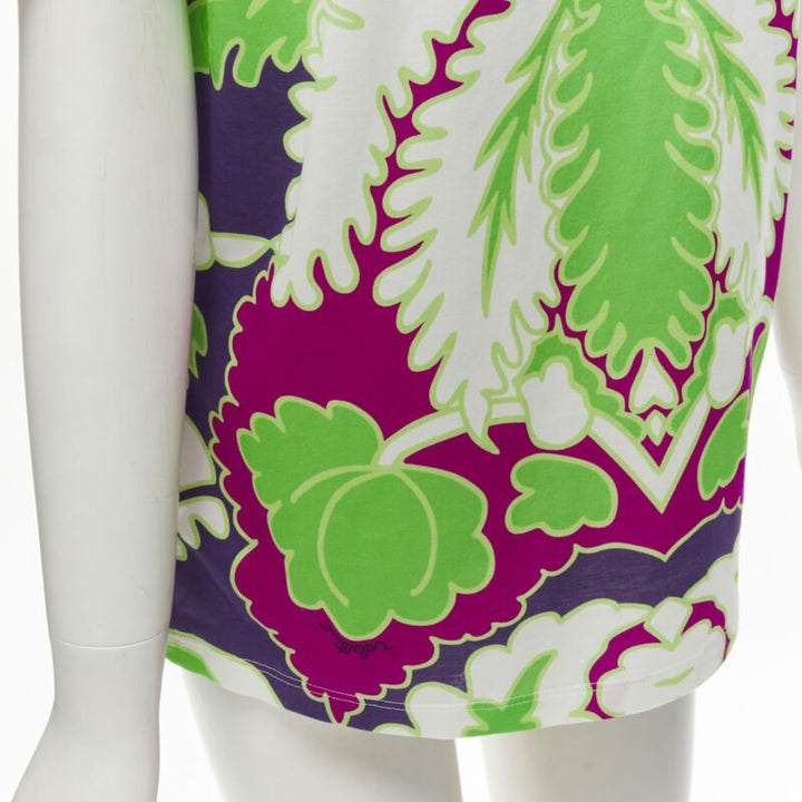 VALENTINO VLTN white neon green purple floral print cotton tshirt XS
