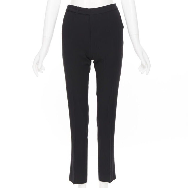 RALPH LAUREN wool black slim leg concealed fky work trousers pants US2 26"
