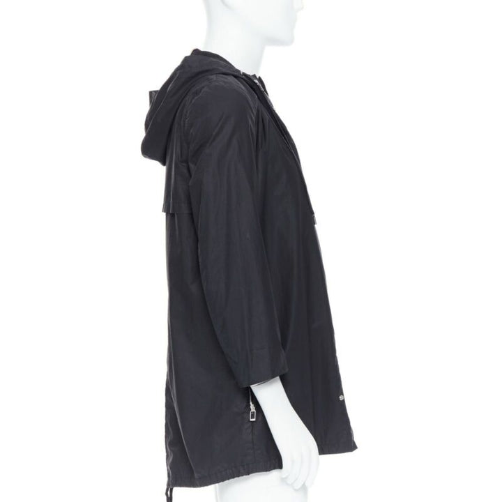 DIOR HOMME black hooded utilitarian drawstrings zipper windbreaker jacket