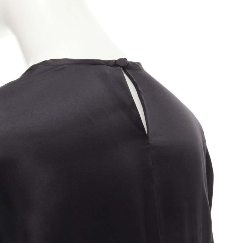 GIVENCHY 2015 Riccardo Tisci 100% silk black cape slit sleeve top FR34 XS