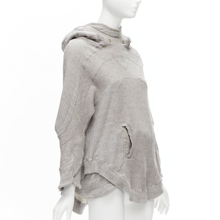 UNDERCOVER grey cotton wool panelled sleeves oversized hooded sweatshirt JP1 S