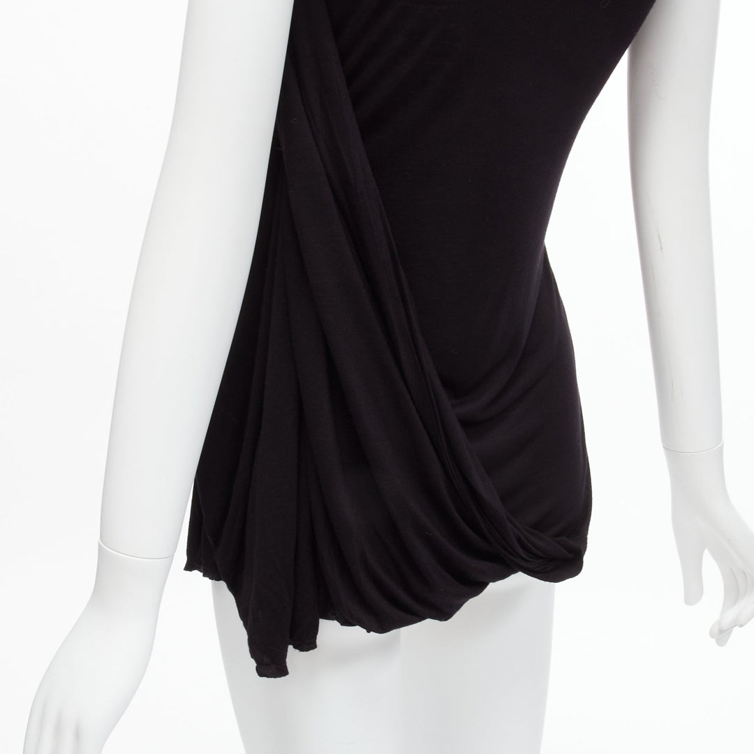 LANVIN black asymmetric draped bust scoop neck sleeveless tank top FR32 XXS