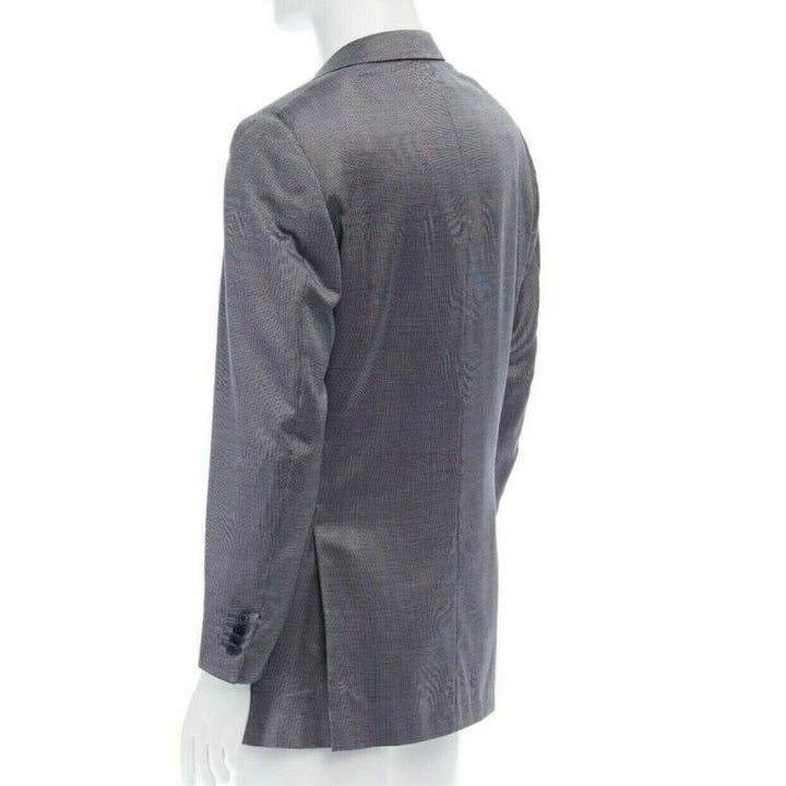 ERMENEGILDO ZEGNA blue grey silk wool dual button classic blazer jacket 50R L