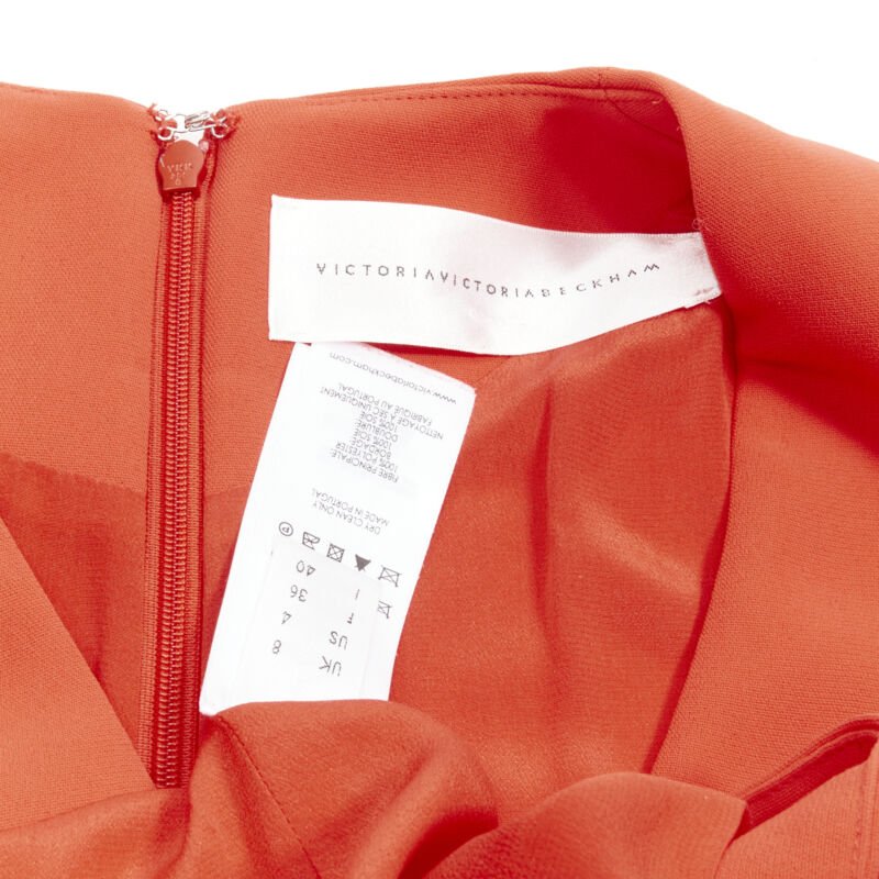 VVB VICTORIA BECKHAM red polyester crepe knot detail cocktail dress UK8 S