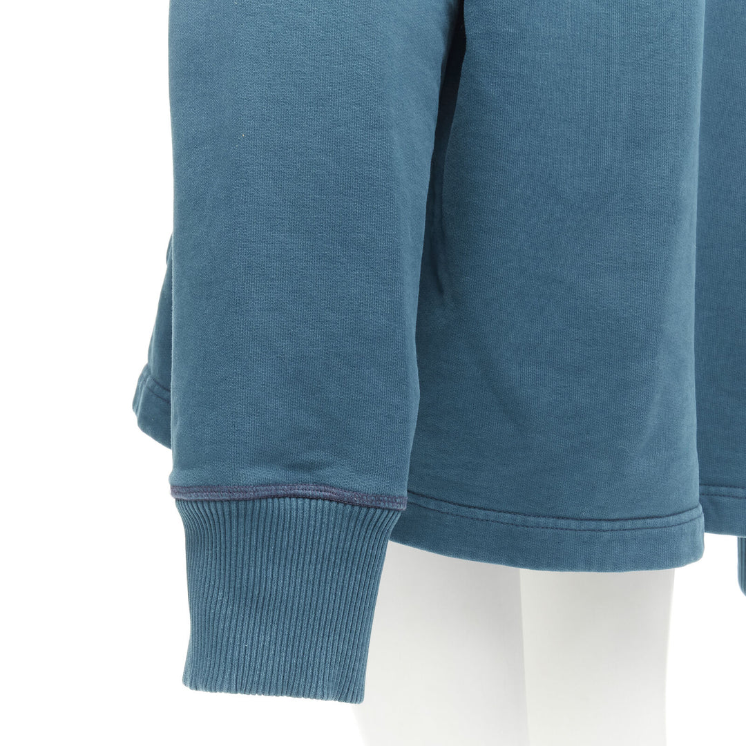 ACNE STUDIOS logo print washed cotton turquoise blue oversized hoodie M