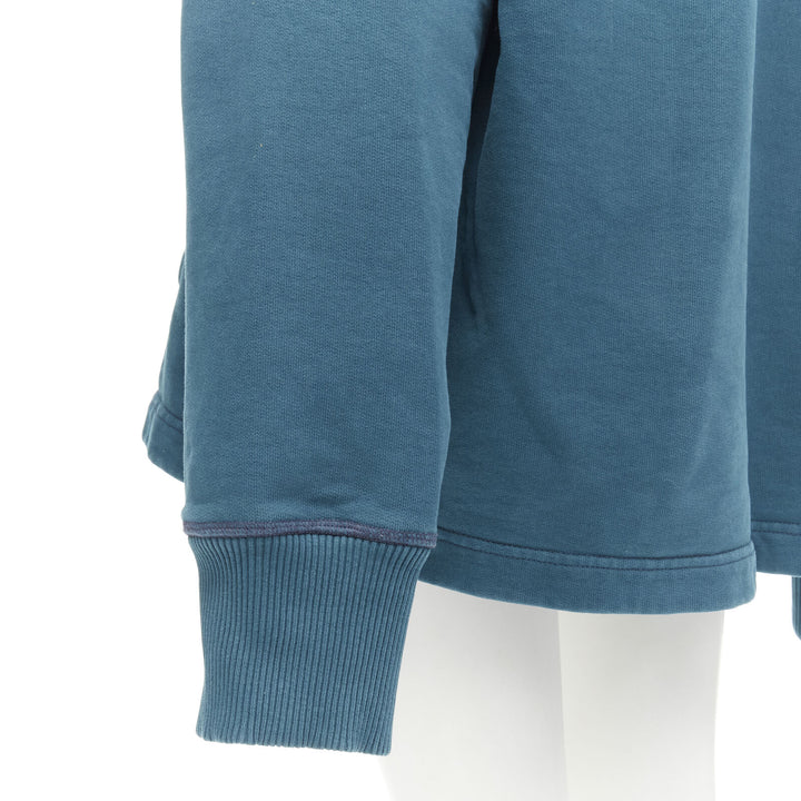 ACNE STUDIOS logo print washed cotton turquoise blue oversized hoodie M