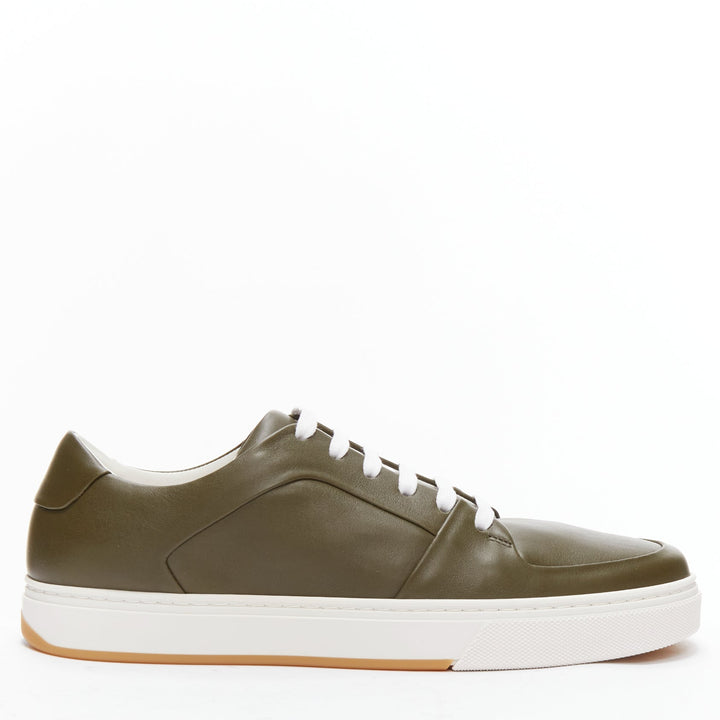 BOTTEGA VENETA Speedster khaki green calf leather low top sneakers EU39.5