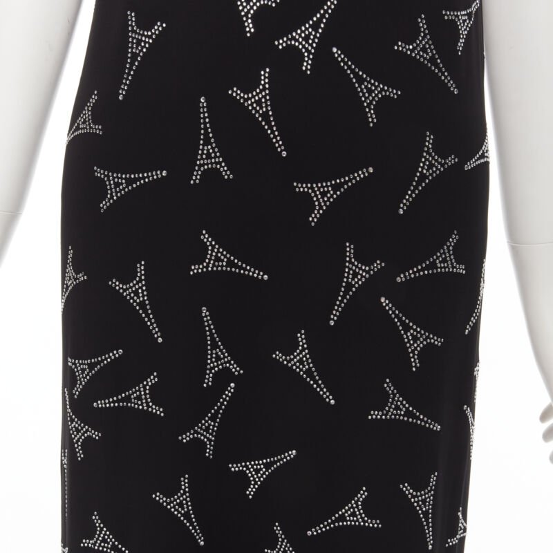BALENCIAGA Demna 2019 Runway Eiffel Tower crystal boned bust dress FR36 S