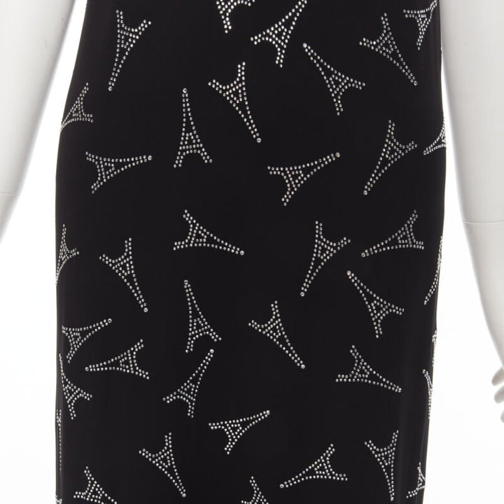BALENCIAGA Demna 2019 Runway Eiffel Tower crystal boned bust dress FR36 S