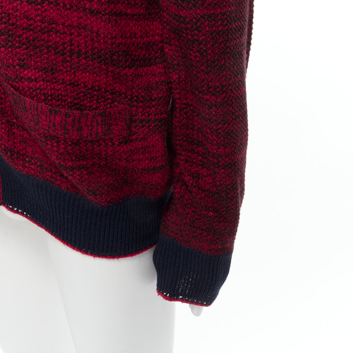 SACAI red black speckled cotton blend yarn chunky rib cardigan JP2 M