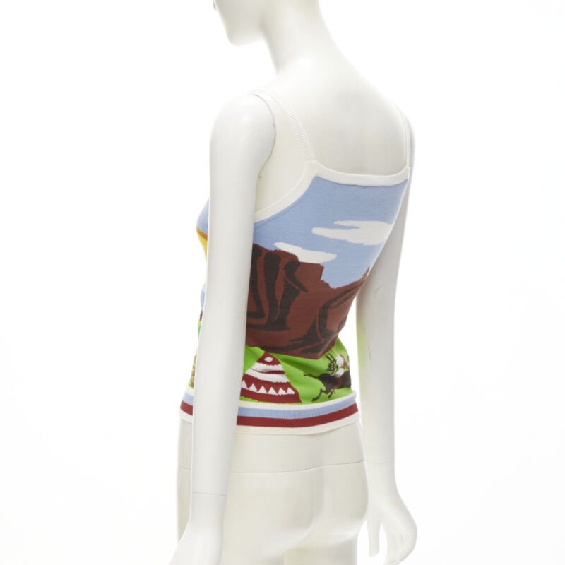 rare DSQUARED2 Vintage Y2K Camping Scene knitted camisole tank S