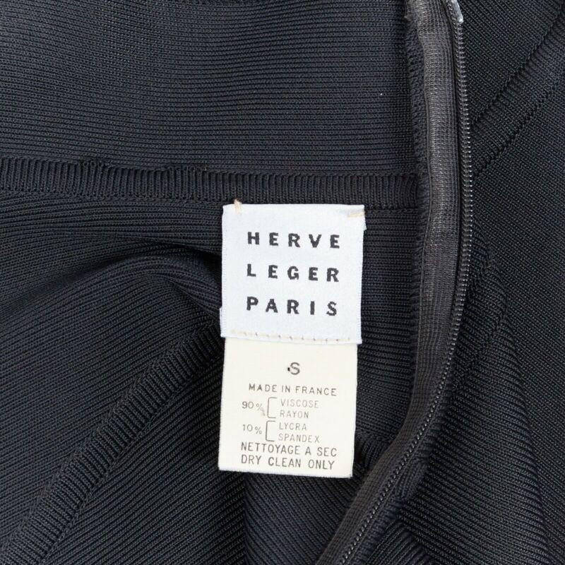 HERVE LEGER PARIS black body-conscious stretchable piping bandage pencil skirt S