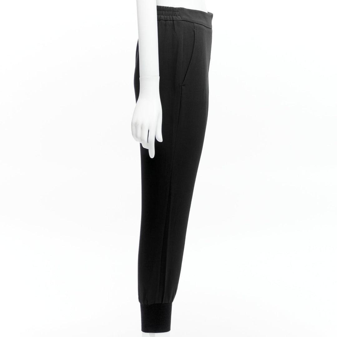 STELLA MCCARTNEY black minimalist elastic waist cropped jogger pants IT34 XXS
