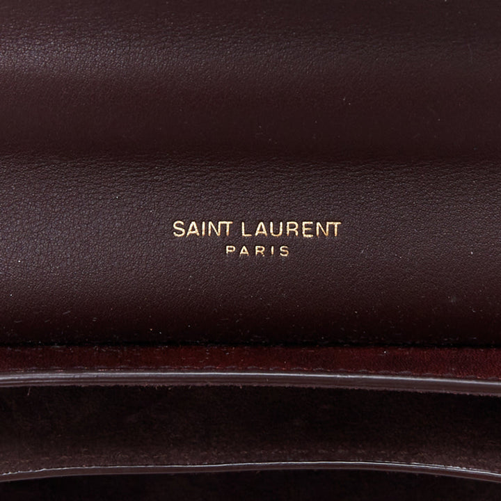 SAINT LAURENT Kaia brown heart embossed print YSL crossbody bag