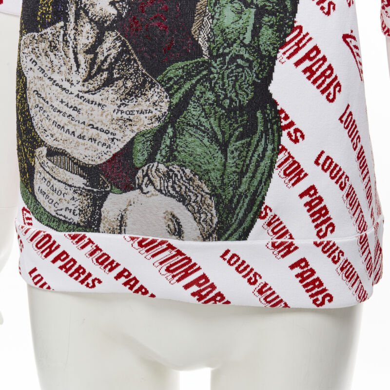 LOUIS VUITTON FORNASETTI 2021 Statue white red logo jacquard boxy knit top S