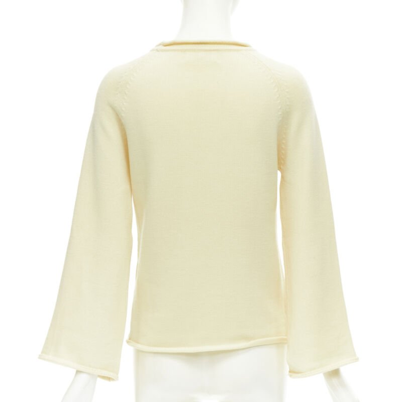 YOHJI YAMAMOTO cream beige 100% wool rolled edge wide sleeve sweater M