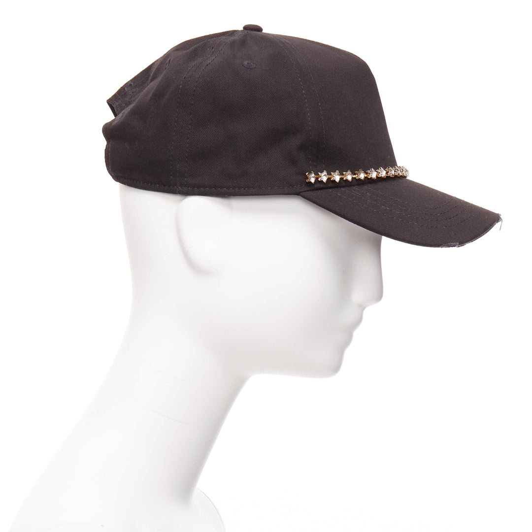 DSQUARED2 black cotton clear star crystals dean dan caten cap